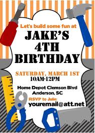 Home Depot Birthday Party Printable Invitation Boy Birthday Parties Tools Birthday Party Construction Birthday