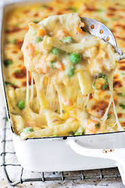 Taking two forks, shred chicken and mix well with juices. Chicken Noodle Casserole