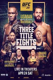 Ufc 261 takes place saturday, april 24, 2021 with 13 fights at vystar veterans memorial arena in jacksonville, florida. Ufc 261 Usman Vs Masvidal 2 Movie Times Showbiz