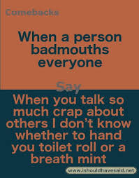 Top Ten Comebacks For Someone Who Bad Mouths Others I Should Have Said Funny Insults And Comebacks Funny Insults Sarcasm Comebacks