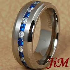 8mm Titanium Wedding Band Mens Ring Blue White Diamonds Jewelry Hot Size 6 13 White Diamond Jewelry Rings For Men Titanium Wedding Band