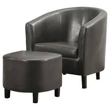 The only thing better than your favorite chair is your favorite chair with an ottoman in front of it. Faux Leather Accent Chair And Ottoman Charcoal Gray Everyroom Target