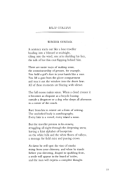 Winter Syntax By Billy Collins Poetry Magazine Prose Poetry Poetry Magazine Writing Poetry