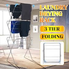 Air drying your laundry not only helps the environment but it also stretches your dollar and the life of your clothes. 3 Tier Folding Clothes Drying Airer Rack Indoor Outdoor Laundry Dryer Concertina Walmart Canada