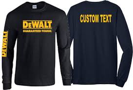 Dewalt Long Sleeve Work Shirt Gildan Custom Made Add Personalized Text On Back Gift For Him Construc Work Shirts Dewalt Tools Dewalt