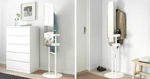Add 12 3m hooks in between the cabinet hooks. This Space Saving Ikea Valet Stand With Mirror Is Genius