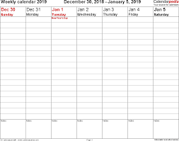 This agenda consists of 12 columns one for each month of the year. Weekly Planner Template 2019