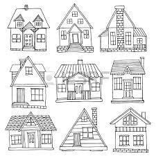 House Set Hand Drawn Cute Cabins Collection House Drawing Drawing Illustrations House Doodle