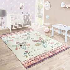 133 x 190 cm ca. Kinderteppich Blumig Pastell Creme Teppichcenter24