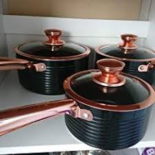 Tower Linear Saucepan Set With Easy Clean Non Stick Ceramic Coating Aluminium White And Rose Gold 3 Piece Amazon Co Uk Ceramic Coating Aluminium Saucepan