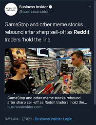 But where are the memes? The Gamestop And Other Meme Stocks Bounce Is Coming As Reddit Traders Hold The Line Business Insider Meme Stocks