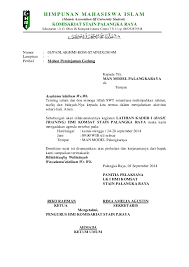 Beberapa contoh di bawah ini merupakan contoh surat dinas yang sering digunakan di beberapa instansi dan organisasi yang ada di indonesia. Doc Nomor 01 Panlak Hmi Kom Stain Ix 2014m Lampiran Perihal Mohon Peminjaman Gedung David Sumbogo Academia Edu