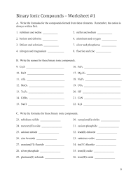 Answer keys are provided separately. Binary Ionic Compounds Worksheet 1
