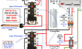 How To Wire 240v 230v Simultaneous Water Heater Thermostat Water Heater Thermostat Water Heater Electrical Circuit Diagram