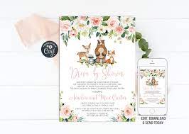 Editable Drive By Baby Shower Invitation Woodland Drive Etsy Woodland Invitations Woodland Baby Shower Invitations Baby Shower Invitations