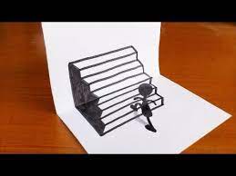 In the example i used a circle. Very Easy How To Drawing 3d Stairs Step By Step Trick Art On Paper Youtube