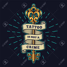 Tattoo Salon Colorful Emblem With Ribbon Around Filigree Medieval Golden Key In Vintage Style Isolated Vector Retro Tattoos Tattoo Illustration Tattoo Designs