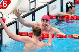 Family of olympic gold swimmer tom dean celebrate his win. Fv6r0qmu1bsjfm