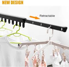 The smartsome wall mounted folding rack stretches out to 22 feet giving you multiple hanging spaces. Buy Besy Wall Mounted Folding Clothes Hanger Indoor Outdoor Adjustable Clothes Drying Rack Retractable Expandable Dry Hanger For Laundry Room Storage Organiser Closet Matte Black Aluminum Online In Turkey B07t3wwz9t