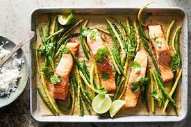 Maple And Miso Sheet Pan Salmon With Green Beans Recipe Nyt Cooking Green Bean Recipes Green Beans Bean Recipes