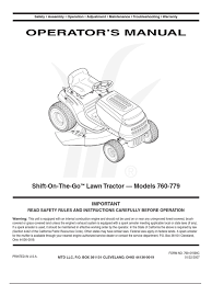 Dropping down to 4th speed usually allows me to continue up the hill. Mtd 771 Operator S Manual Tractor Lawn Mower