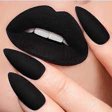 40 Matching Lips And Nails Combos You Should Definitely Try The Glossychic Lip Colors Black Lipstick Black Matte Lipstick