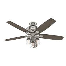Hunter Bennett 52 In Led Indoor Brushed Nickel Ceiling Fan With 3 Light Kit And Handheld Remote Control Brushed Nickel Ceiling Fan Ceiling Fan Ceiling Fan With Remote