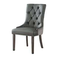 Richland nailhead beige dining chair. George Leather Dining Chair Tufted Nailhead Trim Set Of 2 Overstock 24239417