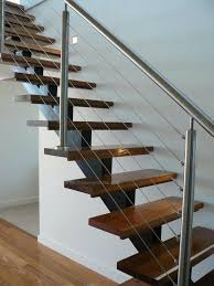On the wall down the stairs he installed our square shaped adjustable. China Staircase Modern Steel Central Stringer Stainless Steel Wire Balustrade Photos Pictures Made In China Com