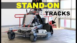By placing the operator with a clear forward view, and with the ability to both turn and pivot. Worlds First Stand On Mower With Tracks System Altoz Tsx561i Zero Turn Mower Youtube