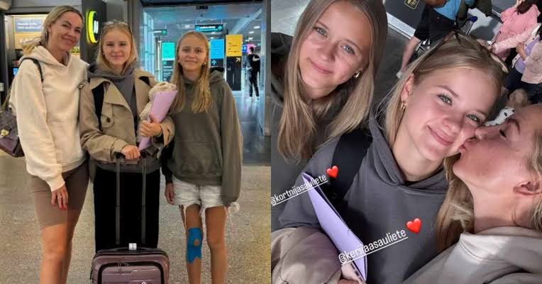 Asaras un apskāvieni! Katrīnes Vasiļevskas un Kaspara Saulieša vecākā meita  Kerija dodas uz Ameriku | tv3.lv