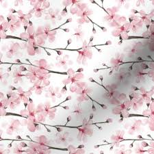 The flowers are cream and the stems are a pretty gold. Cherry Blossom Watercolor Cherry Blo Spoonflower
