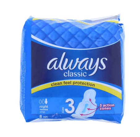 Amazon.com: Always Classic 8 Nighttime Pads, Size 3 (Pack of 2) : Health &  Household