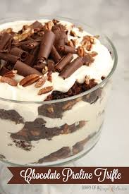 Chocolate Praline Trifle A Delicious Dessert Filled With Layers Of Chocolate Cake Praline Pecans And Whippe Trifle Recipe Christmas Trifle Recipes Desserts