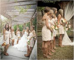 Rustic Wedding With Bridesmaids In Cowboy Boots Rustic Wedding Chic Bridesmaid Wedding Rustic Bridesmaid Dresses
