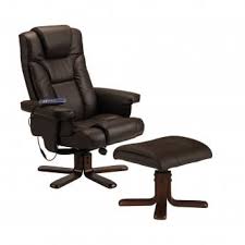 Julian Bowen Malmo Massage Recliner Chair Stool Set Black Faux Leather Leader Furniture