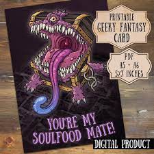 Printable Nerdy Postcard Dnd Mimic Single Card Mimic Monster Spooky Card Quote Monster Treasure Dungeons And Dragons Mimic Do Tattoo Dnd Cards Horror Card