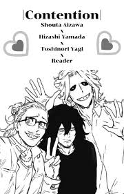 Bnha my hero academia boku no hero academia shouta aizawa erasermic present mic bnha hizashi. Part 19 Contention Eraserhead X Reader X Present Mic X All Might