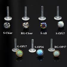 pair zircon opal bioplast ptfe labret lip bar ring ear cartilage piercing stud unbranded shopping d in 2019 cartilage piercing stud labret cartilage ear
