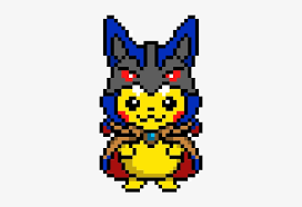 An explanation of this format can be found here. Pikachu In A Lucario Cloak Lucario Pokemon Pixel Art 580x580 Png Download Pngkit