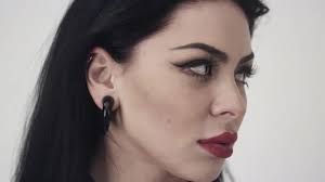 Bridal makeup for blue eyes. Face Of Nice Girl With Sexy Lips Big Blue Eyes Long Black Hair And Makeup Video By C Bazava Stock Footage 230278578