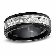 Men S 8 0mm 1 8 Ct T W Diamond Black Ceramic And Stainless Steel Wedding Band Zales In 2021 Black Diamond Wedding Bands Stainless Steel Wedding Bands Ceramic Wedding Ring