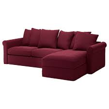 Gronlid 3er Bettsofa Mit Recamiere Ljungen Dunkelrot Bettsofa Sofa Stoff Sofa Bett