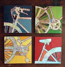 Bicycle Art Collection Four 8x8 Mounted Bike Map Prints Bike Gift Bicycle Gift Bike Art Bicycle Art Holiday And Christmas Special Bicycle Art 8th Grade Art Art Projects