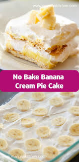 Easy No Bake Banana Cream Pie Cake Recipe Maria S Kitchen In 2020 Banana Pie Recipe Banana Cream Pie Cake Banana Cream Cakes