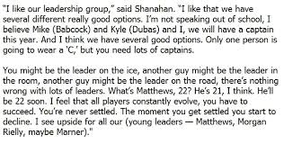 Check spelling or type a new query. Brendan Shanahan On The Leafs Captaincy I M Not Speaking Out Of School I Believe Mike And Kyle And I We Will Have A Captain This Year Full Quote Attached Leafs