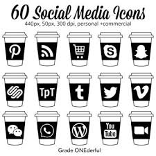 Black And White Social Media Icons For Email Signature Social Media Icons On Black Coffee Cups In 2020 Social Media Icons Media Icon Icon