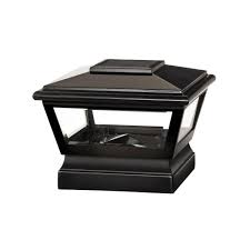 Veranda 5 In X 5 In Black Vinyl Solar Light Post Cap With Black Base 132251 The Home Depot