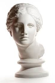 Gypsum Copy of Ancient Statue Venus Head Isolated