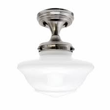 Design House Schoolhouse Satin Nickel Ceiling Mount Light 577494 Flush Mount Lighting School House Lighting Semi Flush Mount Lighting